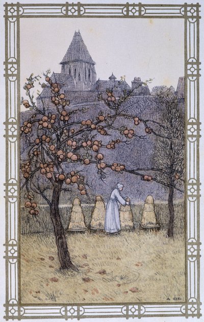 A vida das abelhas: o trabalho da apicultura - desenho de A. Giraudon de Adolphe Giraudon