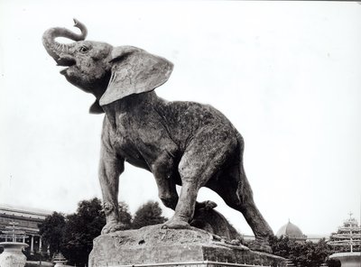 Elefante Jovem Apanhado em uma Armadilha (1878) por Emmanuel Fremiet (1824-1910) em frente ao Palácio Trocadero, construído para a Exposição Universal (1878), Paris, 1888 de Adolphe Giraudon