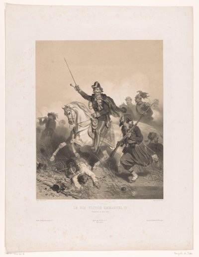 O Rei Victor Emanuel II de Itália na Batalha da Palestina
Le roi Victor Emmanuel II (título sobre o objecto) de Adolphe Jean Baptiste Bayot