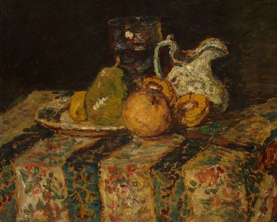 Natureza morta com fruta e jarro de vinho de Adolphe Joseph Thomas Monticelli