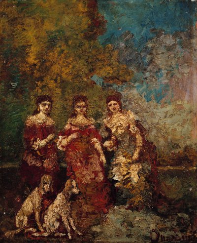 Três mulheres no parque de Adolphe Joseph Thomas Monticelli