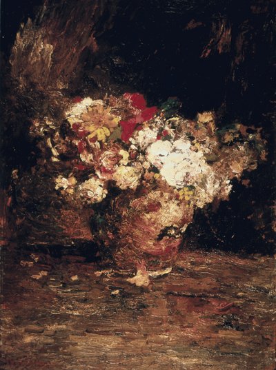 Vaso de Flores, c.1880 (óleo sobre painel) de Adolphe Joseph Thomas Monticelli