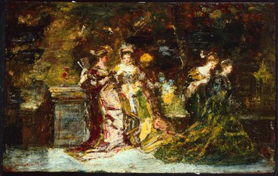 Mulheres num Parque, c.1858 (óleo sobre tela) de Adolphe Joseph Thomas Monticelli