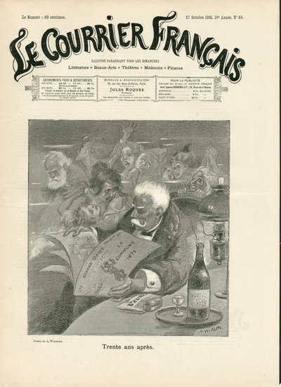 Capa do "Le Courrier francais", número 43, Satirique en N & B de Adolphe Leon Willette