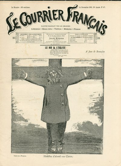 Capa do "The Courier francais", número 47, Satirique en N & B de Adolphe Leon Willette