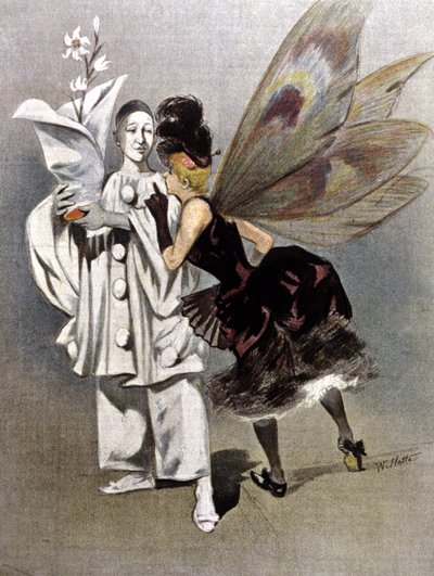 Pierrot e a fada madrinha de Colombine de Adolphe Leon Willette