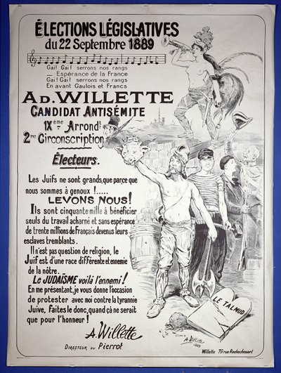 Cartaz promovendo a eleição do artista nas eleições legislativas de setembro de 1889 de Adolphe Leon Willette