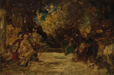 Figuras em um terraço, não datadas. de Adolphe Joseph Thomas Monticelli