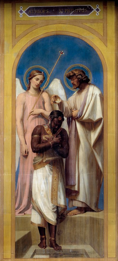 O batismo do Eunuco. Pintura de Adolphe Roger (1800 - 1880) de Adolphe Roger