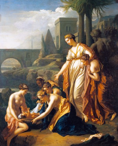 Moisés salvo da água, por Adriaen van der Werff (1659-1722), 75x60 cm, óleo sobre painel de Adriaan van der Werff