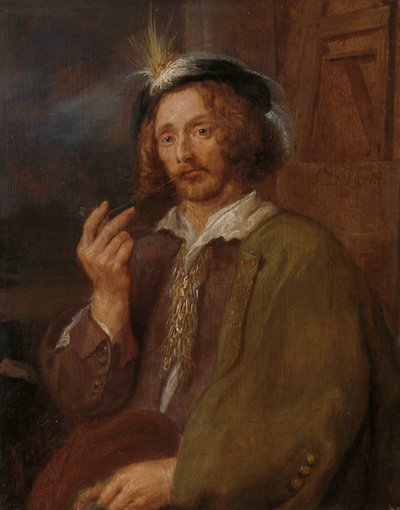Um pintor fumando um cachimbo de Adriaen Brouwer (follower of)