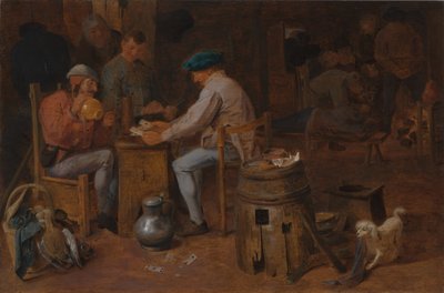 Jogadores de cartas e carrinhos (óleo sobre painel) de Adriaen Brouwer