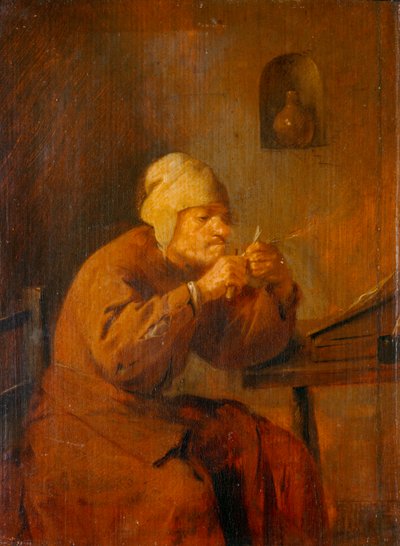 O afiador de plumas - o afiador de penas ... de Adriaen Brouwer
