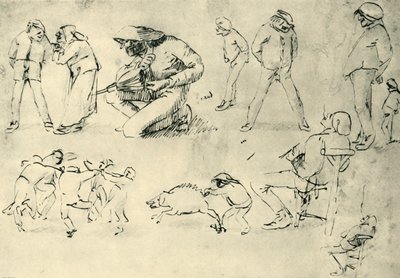 Estudos de figuras, início do século XVII, 1943. de Adriaen Brouwer