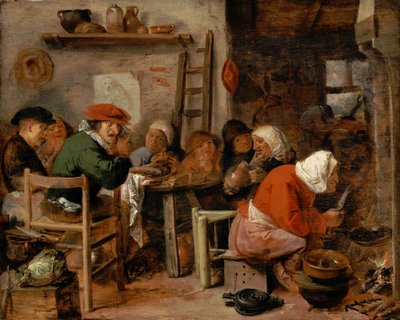 Mulher a fazer panquecas de Adriaen Brouwer