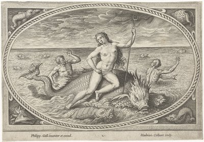 Anfiitrita num peixe
Deuses do mar (título da série) de Adriaen Collaert