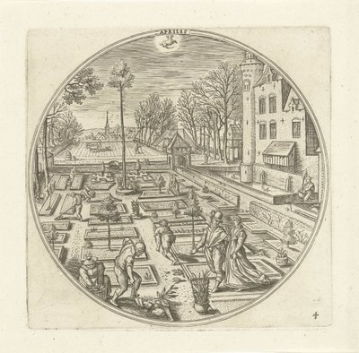 abril Aprilis (título no objeto) Os Doze Meses (título da série) de Adriaen Collaert