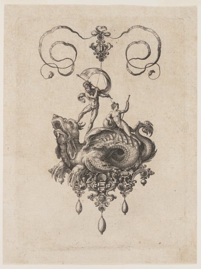 Desenhos para pendentes com monstros marinhos de Adriaen Collaert