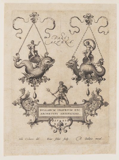 Desenhos para pendentes com monstros marinhos de Adriaen Collaert