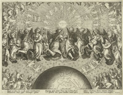 A resposta de Deus a Jó Anjos Músicos, Serafins e Querubins Louvor à música (título da série) Encomium Musices (título da série) de Adriaen Collaert
