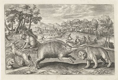 jogo de caça Animais de quatro patas (título da série) Animalivm Qvaddrvpedvm (título da série) de Adriaen Collaert