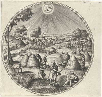 Julho
Ivlivs (título sobre o objecto)
Os doze meses (título da série) de Adriaen Collaert