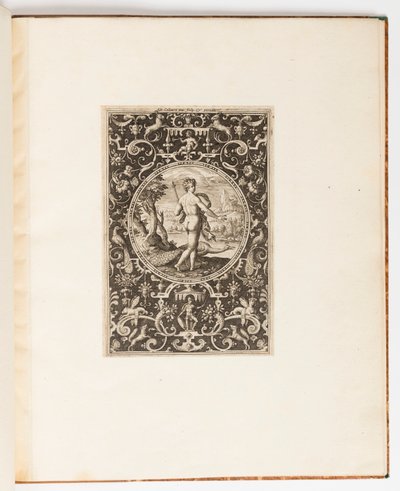 Juno, prato de um conjunto de 6 desenhos ornamentais com o Julgamento de Paris de Adriaen Collaert