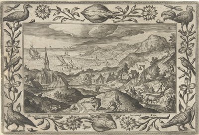 Caça ao coelho
Paisagens com cenas bíblicas, mitológicas e cenas de caça (título da série) de Adriaen Collaert