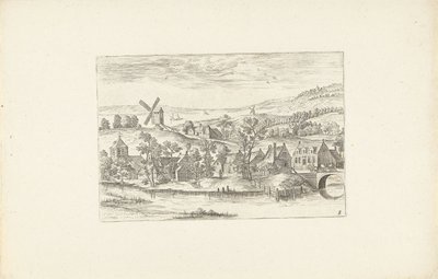 Paisagem com um rio e um moinho de vento
Paisagens à volta de Antuérpia (título da série) de Adriaen Collaert