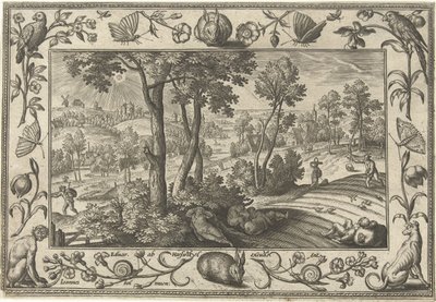 Ervas daninhas debaixo do trigo
Paisagens com cenas bíblicas, mitológicas e cenas de caça (título da série) de Adriaen Collaert