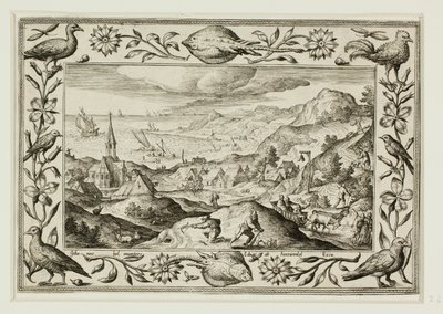 Caça ao coelho, de Paisagens com cenas do Antigo e do Novo Testamento e cenas de caça de Adriaen Collaert