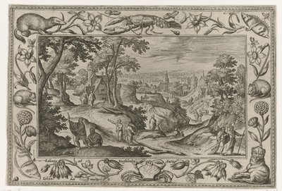Transmissão dos Apóstolos Paisagens com cenas bíblicas, mitológicas e de caça (título da série) de Adriaen Collaert