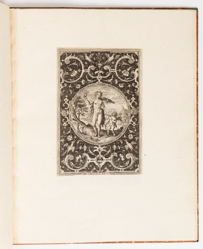 Vênus, placa de um conjunto de 6 desenhos ornamentais com o Julgamento de Paris de Adriaen Collaert
