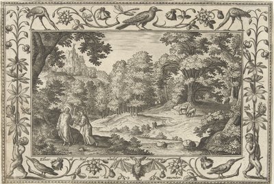 A tentação no deserto
Paisagens com cenas bíblicas, mitológicas e cenas de caça (título da série) de Adriaen Collaert