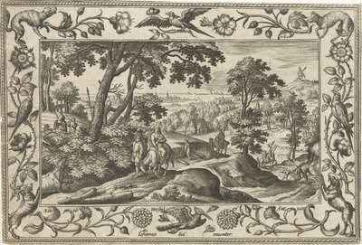 Voo para o Egito Paisagens com cenas bíblicas, mitológicas e de caça (título da série) de Adriaen Collaert