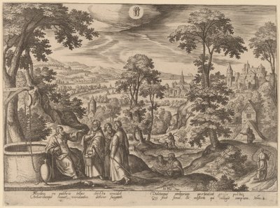 Cristo e a Mulher de Samaria de Adriaen Collaert after Hans Bol