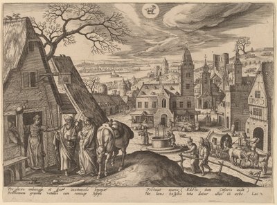 A Virgem e José na Pousada de Adriaen Collaert after Hans Bol