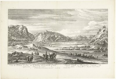 Vista do castelo de Joux Veuë du Chasteau de Joux sur la frontiere de la franche Comté (título no objeto) de Adriaen Frans Boudewyns