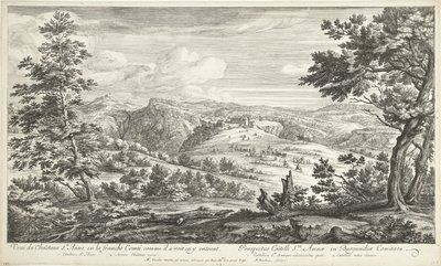 Gezicht op het kasteel van Sainte Anne Vista do castelo Ste. Anne no Comté livre como ele se vê entrando (título no objeto) de Adriaen Frans Boudewyns
