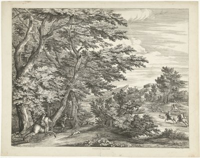 Paisagem com caça ao veado de Adriaen Frans Boudewyns