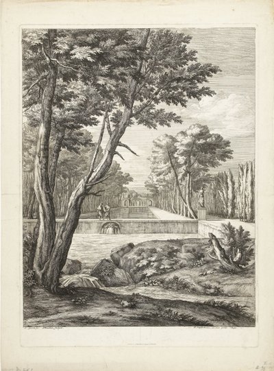 Paisagem com dois homens por uma fonte de Adriaen Frans Boudewyns