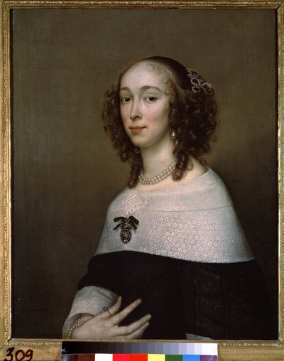 Retrato de uma Senhora. Pintura de Adriaen Hannemann (Adrien Hanneman de Adriaen Hanneman