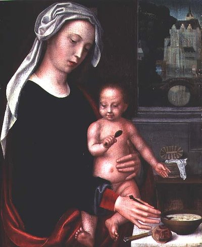 Madonna e Criança (painel) de Adriaen Isenbrandt or Isenbrant