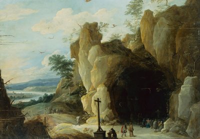 O descanso na fuga para o Egito (óleo) de Adriaen Isenbrandt or Isenbrant