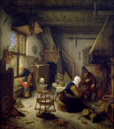 Uma família camponesa em casa, 1661 de Adriaen Jansz. van Ostade