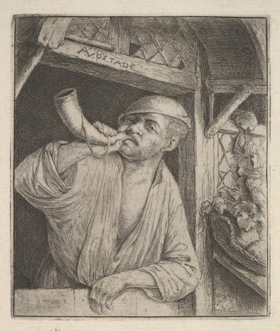 Baker Blowing Horn, 1610-85. de Adriaen Jansz. van Ostade