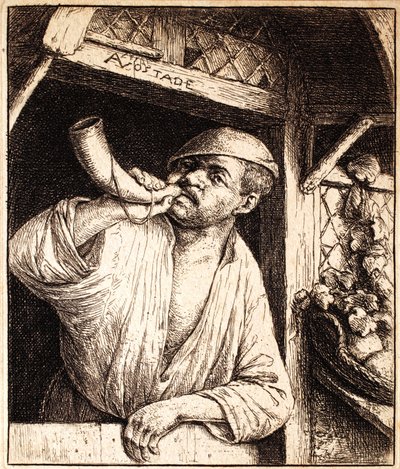 Baker soando seu chifre, c.1670 de Adriaen Jansz. van Ostade