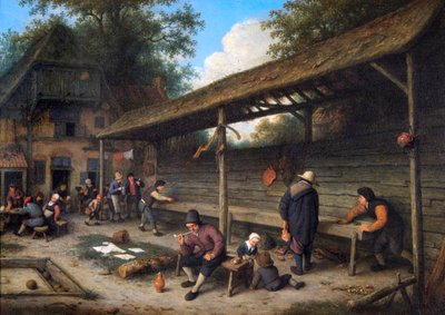 Pátio de uma estalagem com um jogo de shuffleboard de Adriaen Jansz. van Ostade