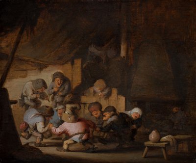 Anões dançantes na estalagem de um agricultor, c.1635 (óleo sobre madeira) de Adriaen Jansz. van Ostade