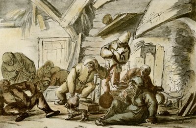 Camponeses bêbados em uma taverna de Adriaen Jansz. van Ostade